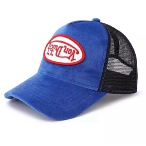 🧢 NEW Von Dutch Blue Trucker Hat – Bold Patch Logo & Mesh Back 💙🔥